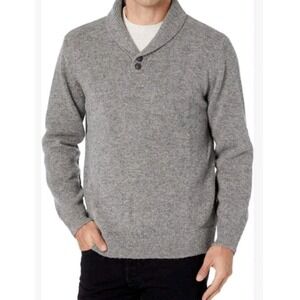 Lands End Outfitters Mens Gray Shawl Collar Sweater XXL Button‎ Neck Pullover
